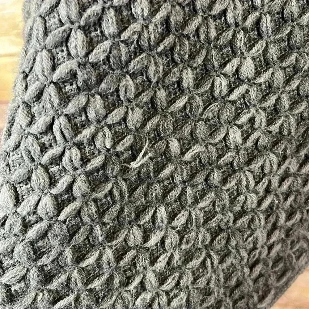 Gray Knit Poncho with Fringe edges - Picture 6 of 6